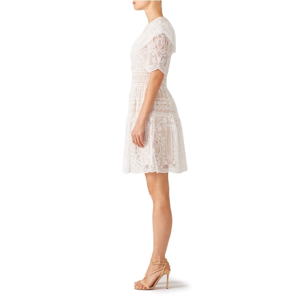 ML Monique Lhuillier White Lace Mini Dress Size 4 - Picture 4 of 10